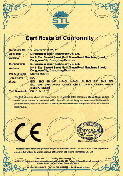 CE Certificate of Conformity