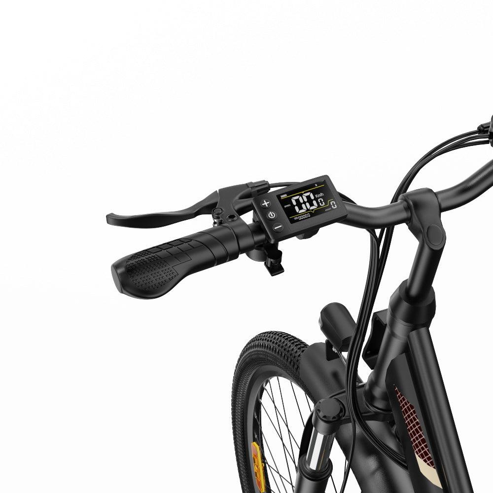a LCD screen on the handlebar of e-bike