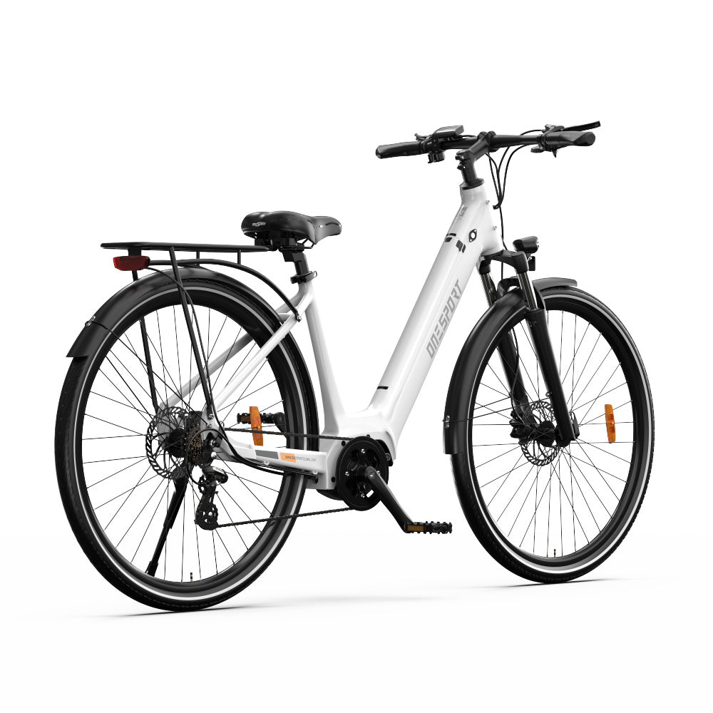 Onesport OT07 mid-mounted motor 36V/250W city e-bike, 24kg, CE certified with 90km max range and aluminum frame.